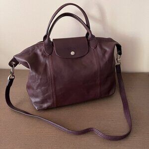LONGCHAMP Le Pliage Cuir Medium  Leather Bag with Strap